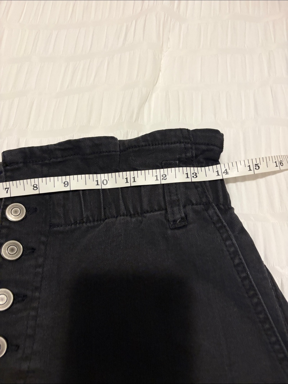 NOBO Black High-Waist Button-Front Paperbag Jean Shorts - Picture 3 of 9